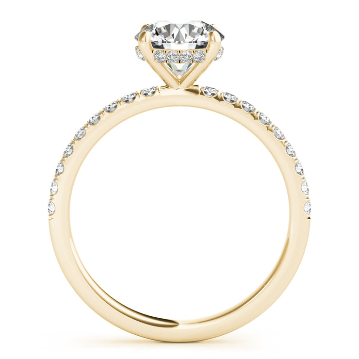 14K Yellow Gold Round Diamond Halo Engagement Ring