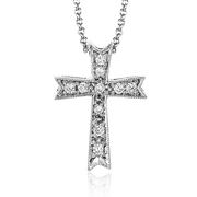 ZP151 Cross Pendant in 14k Gold with Diamonds