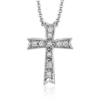 ZP151 Cross Pendant in 14k Gold with Diamonds