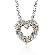 ZP262 Heart Pendant in 14k Gold with Diamonds