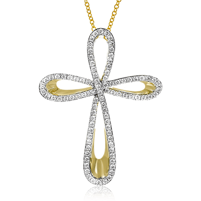 ZP470 Cross Pendant in 14k Gold with Diamonds