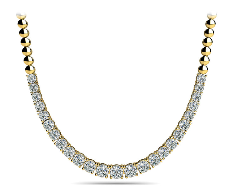 14K Yellow Gold Round Diamond Fashion Necklace
