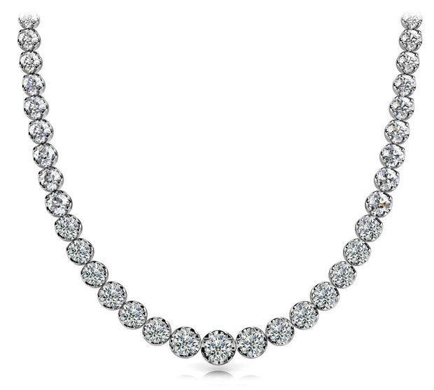 Multi-Diamond Round Graduated Necklace