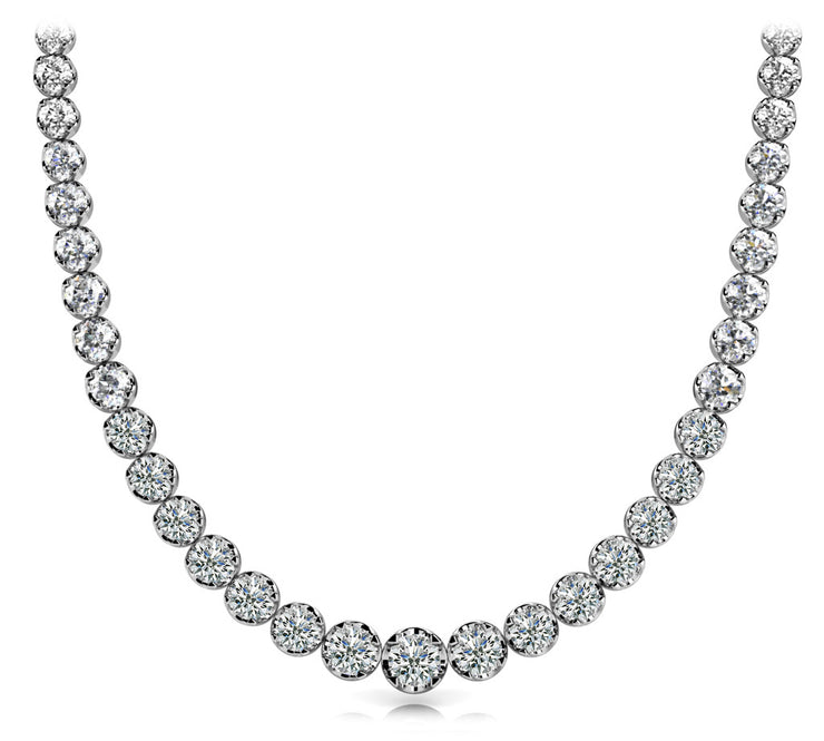 Multi-Diamond Round Graduated Necklace