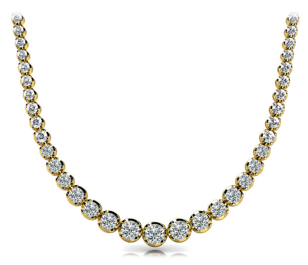 14K Yellow Gold Round Diamond Fashion Necklace