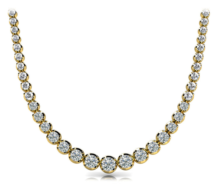 14K Yellow Gold Round Diamond Fashion Necklace