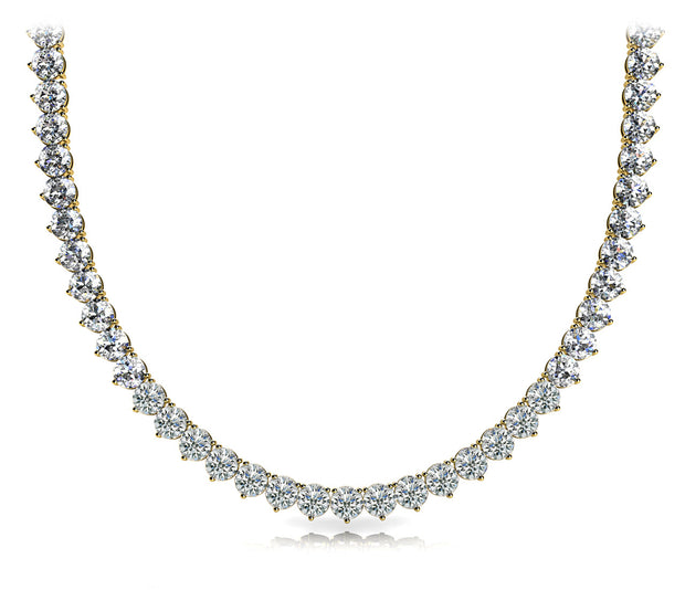 14K Yellow Gold Round Diamond Fashion Necklace