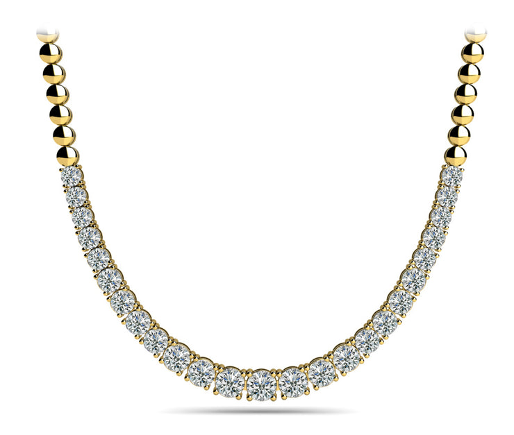 14K Yellow Gold Round Diamond Fashion Necklace