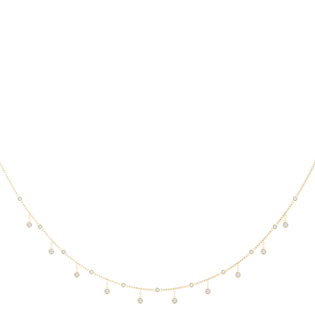 14K Yellow Gold Round Diamond Fashion Necklace