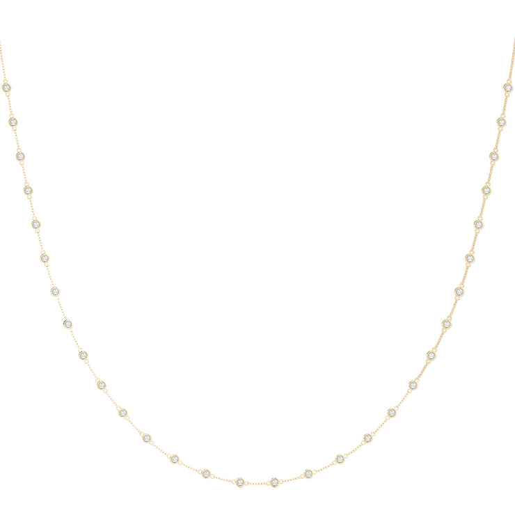 14K Yellow Gold Round Diamond Fashion Necklace