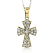 ZP153 Cross Pendant in 14k Gold with Diamonds