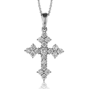 ZP149 Cross Pendant in 14k Gold with Diamonds