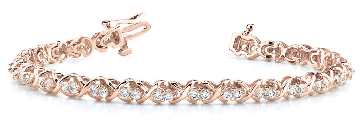 14K Rose Gold Diamond Line Fashion Bracelet