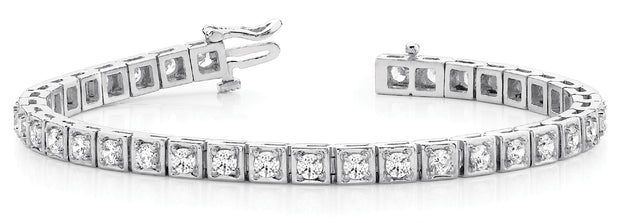 Round Diamond In Line Fashion Bracelet