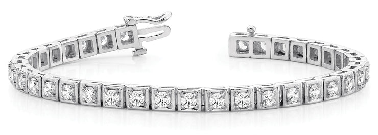 Round Diamond In Line Fashion Bracelet
