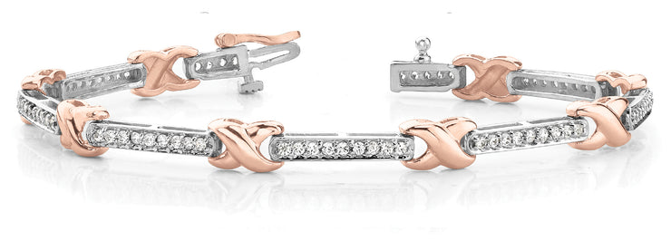 14K Rose Gold Multi-Diamond Fashion Bracelet