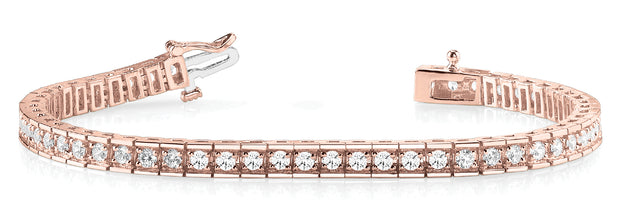 14K Rose Gold Round Diamond Tennis Bracelet