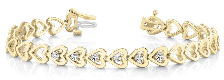 14K Yellow Gold 1/4 ct Diamond Line Bracelet