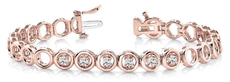 14K Rose Gold 1/4 CT Diamond In-Line Bracelet