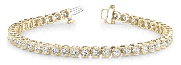 14K Yellow Gold 2ctw Round Diamond Line Bracelet