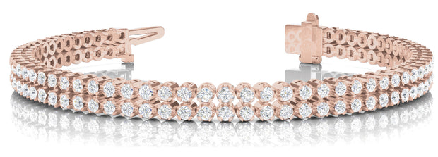 Rose Gold 3.85 ct Diamond Multi-Row Tennis Bracelet