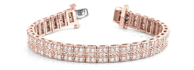 14K Rose Gold Multi-Row Diamond Tennis Bracelet
