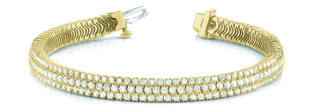 14K Yellow Gold Multi-Row Diamond Tennis Bracelet