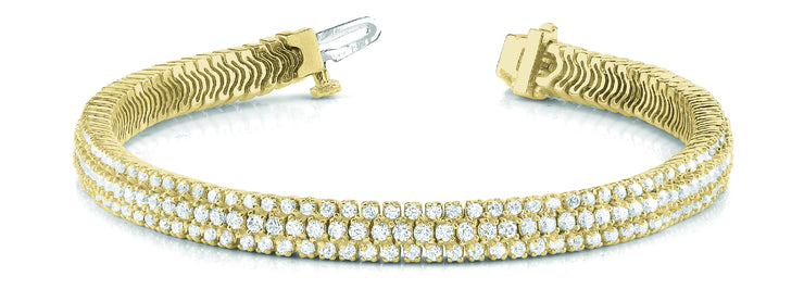14K Yellow Gold Multi-Row Diamond Tennis Bracelet