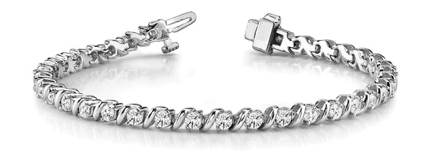 Multi-Diamond Round Link Fashion Bracelet