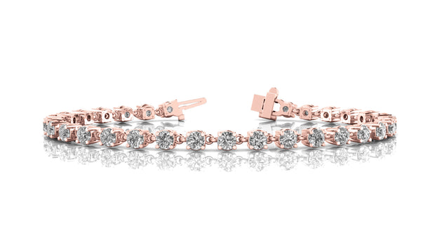 14K Rose Gold Round Diamond Fashion Bracelet
