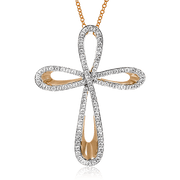 ZP470 Cross Pendant in 14k Gold with Diamonds