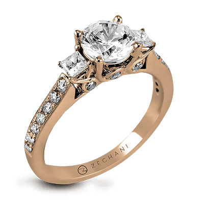 ZR446 Engagement Ring in 14k Gold with Diamonds