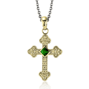 ZP375 Cross Pendant in 14k Gold with Diamonds