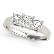 Square Diamond Three Stone Engagement Ring