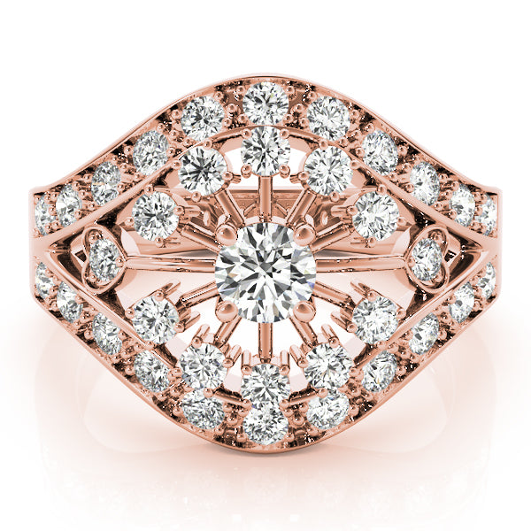 14K Rose Gold Round Diamond Fashion Ring