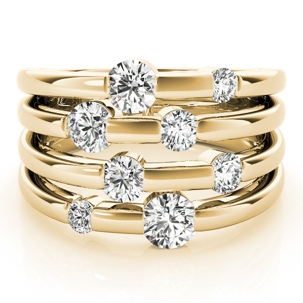 14K Yellow Gold Round Diamond Fashion Ring