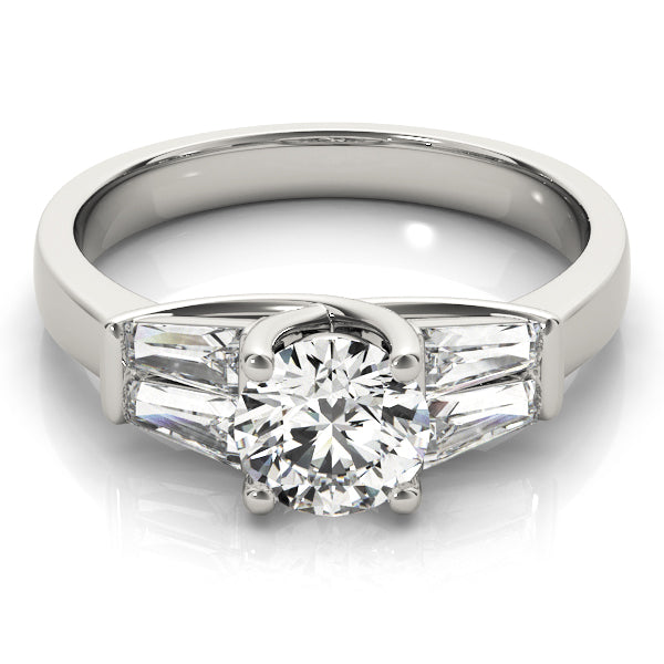 1.0 CT Round Diamond Ring with Baguette Accents