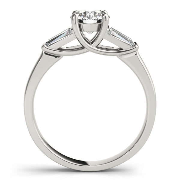 1.0 CT Round Diamond Ring with Baguette Accents