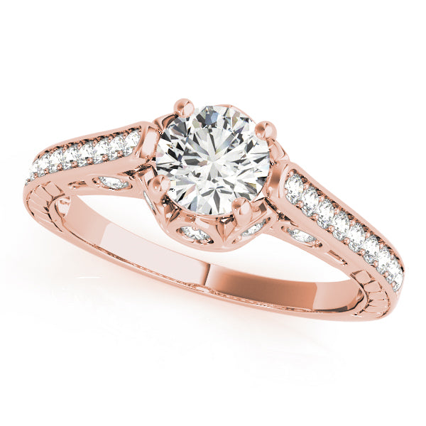 14K Rose Gold Vintage Round Diamond Ring