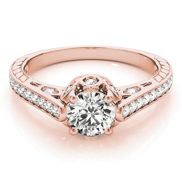 14K Rose Gold Vintage Round Diamond Ring