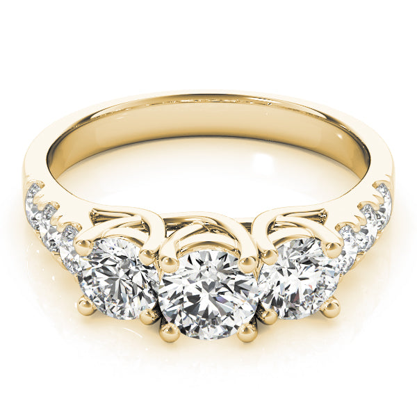 18K Yellow Gold 1 ct Round Diamond Three-Stone Ring