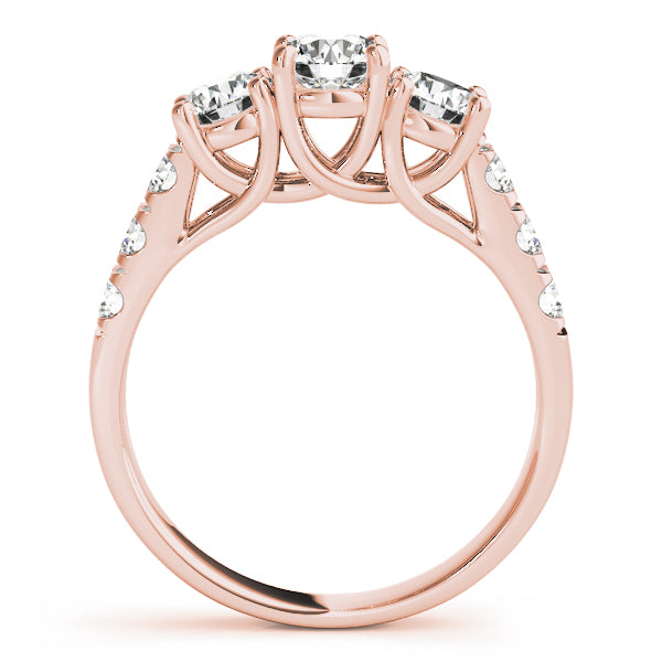 14K Rose Gold 1ctw Round Diamond Three-Stone Ring