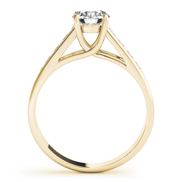 14K Yellow Gold Round Diamond Trellis Engagement Ring