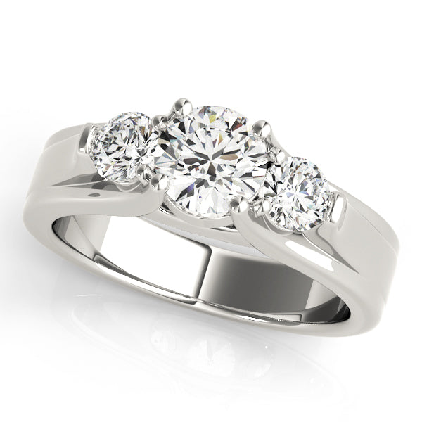 Round Diamond Three Stone Engagement Ring