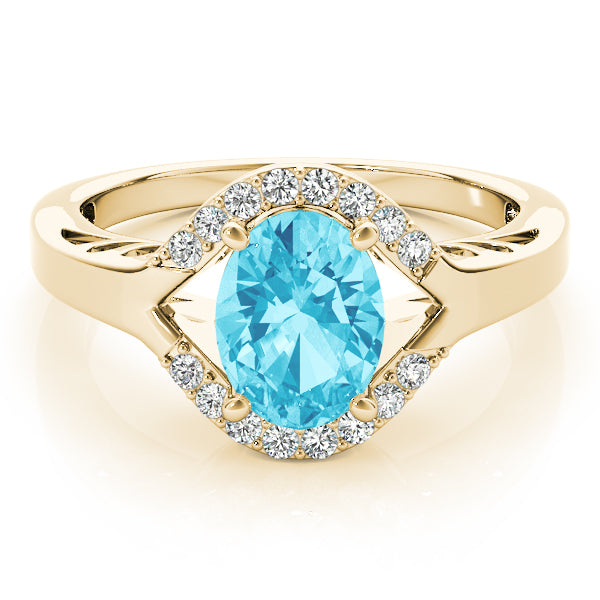 14K Yellow Gold Oval Diamond Fashion Ring