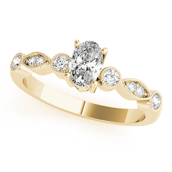 14K Yellow Gold Oval Diamond Fashion Ring