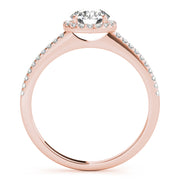 14K Rose Gold Diamond Halo Engagement Ring 0.5 ct