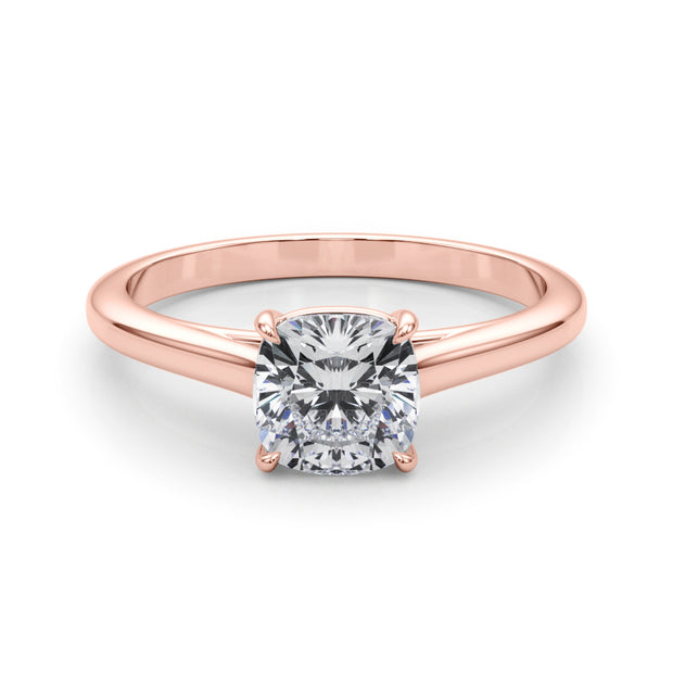 14K Rose Gold Cushion Diamond Solitaire Ring