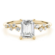 14K Yellow Gold Emerald Diamond Engagement Ring
