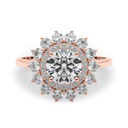 14K Rose Gold 1 ct Diamond Halo Engagement Ring